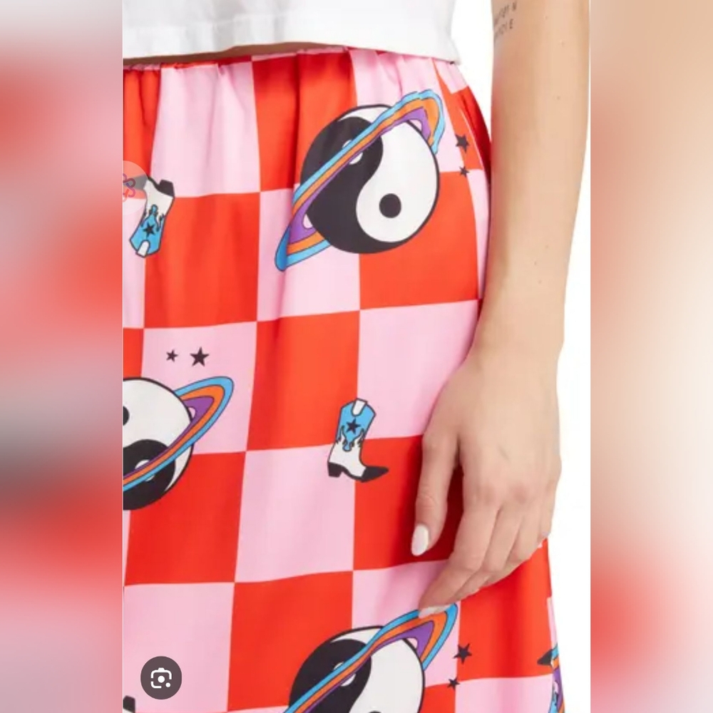 Dressed In LAYLA It Girl Cosmic Check Print Maxi Skirt Size 2XL - Picture 2 of 9